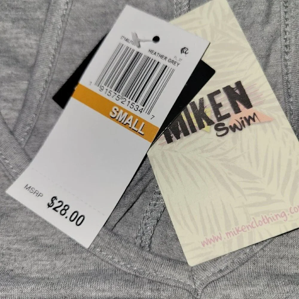 Miken SWIM Women's Gray Racerback Maxi Slit Dress Adjustable Deep V Neck. Small